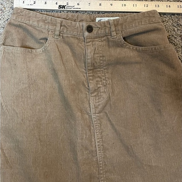 Eddie Bauer women size 4 tan midi corduroy slit front skirt belt loops pockets - Picture 7 of 9